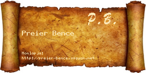 Preier Bence névjegykártya